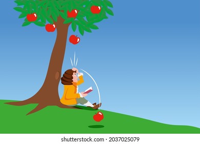 Newton’s scientific discovery which understands the principle of gravity, by receiving an apple on his head.