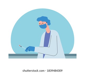 scientific doctor with thermometer character vector illustration design