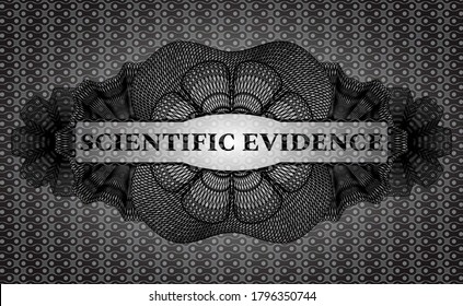 Texto de la evidencia científica dentro de la insignia realista abstracta lineal negra. Fondo elegante del patrón. Ilustración intensa. 