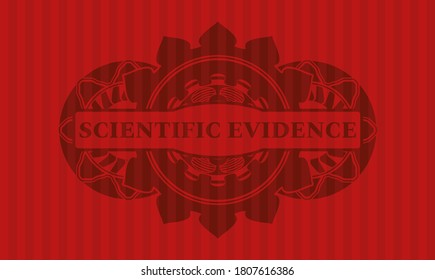Texto de la evidencia científica dentro de una insignia realista roja. El fondo de los bares es elegante. Ilustración vectorial. 