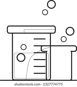 scientific experiment bottle ,Business technology and science concept, flat-styled line art icon.