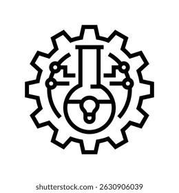 scientific experiment research development line icon vector. scientific experiment research development sign. isolated contour symbol black illustration