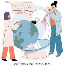 Scientific experiment. Vector illustration. Technology plays vital role in scientific research and experimentation The scientific experiment concept serves as foundation for validating hypotheses