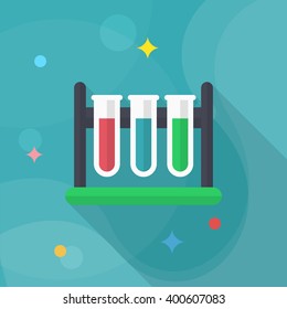 Scientific experiments icon , Vector flat long shadow design. In education concept.