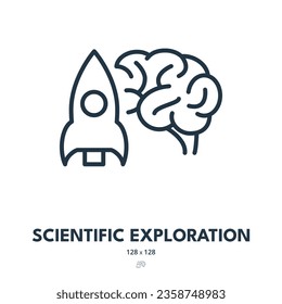 Icono de exploración científica. Ciencia, descubrimiento, tecnología. Stroke editable. Icono de vector simple