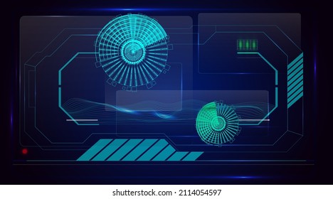 Scientific Fiction Screen Device. Futuristic Computer Display Monitor. Hi Tech Style Wallpaper.