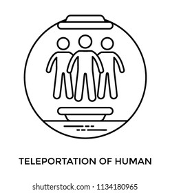 Scientific future technology of human teleportation icon graphic image 