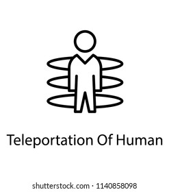 Scientific future technology of human teleportation icon graphic image 