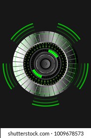 Scientific futuristic scientific interface. Abstract digital green wave, neon light, radar screen. Isolated on dark grays background of Vector illustration for your design 
