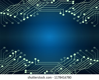 Scientific futuristic scientific interface. Abstract digital radar screen square, grid lines elements with shapes. Circle, Lines and Dots on dark blue Background. Circuit boards. Vector illustration 