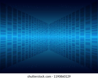 Scientific futuristic scientific interface. Abstract digital radar screen square, grid lines elements with shapes star and square, with circuit boards. on blue background. Vector illustration.