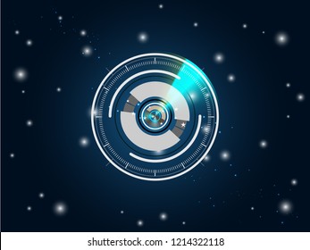 Scientific futuristic scientific interface. Abstract digital green radar screen square grid lines, straight; star, dots. on dark blue background of  Vector illustration for your design  