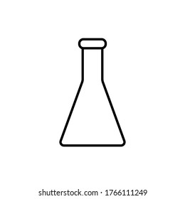 Scientific glass flask bottle line icon vector template