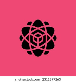 scientific hexagon atomic cube technology innovation logo
