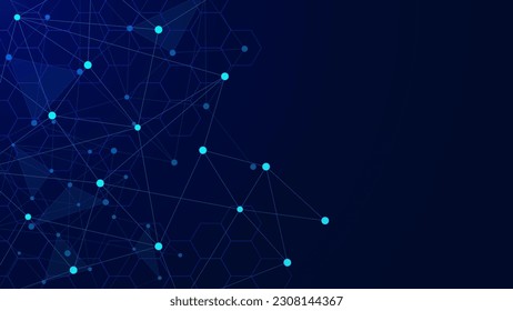 Scientific hexagon pattern with dots and lines connection. Molecule structure for medical, chemistry, science, social network and technology background. Vector illustration.