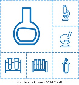 Scientific icon. set of 6 scientific outline icons such as test tube, heart test tube