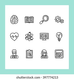 Scientific icon set hand drawn