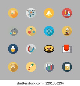 scientific icon set. vector set about sample, microscope, molecules and dna icons set.
