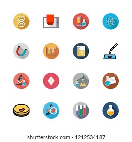 scientific icon set. vector set about d display, dna, prism and science icons set.