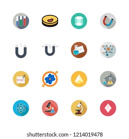 scientific icon set. vector set about prism, molecules, test tubes and magnet icons set.