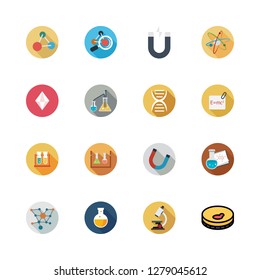 scientific icon set. vector set about microscope, test tubes, physics and magnet icons set.