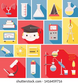 Scientific icons collection in vector. Flat design