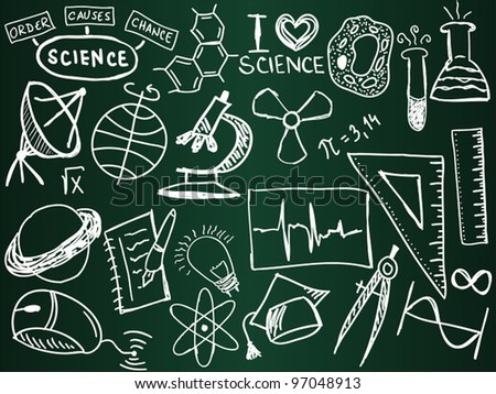 Similar – Chemiker und mathematische Zeichnungen auf Tafelhintergrund