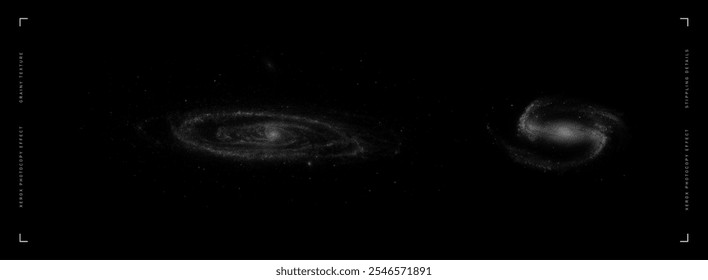 Scientific illustration of galaxies on black background. Elements of this image furnished by NASA