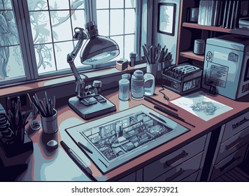 Laboratorio científico, laboratorio de investigación en biología y química, sala de experimentos y estudios, ilustración vectorial