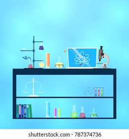 Scientific laboratory concept of scientific research, analysis and technology. Vector illustration.