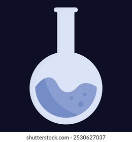 Ilustración de icono de equipo experimental científico de laboratorio sobre fondo azul