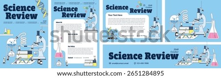 Scientific Laboratory Research or Experiment Process. Scientists Characters Working with scientific equipment. Template kit.