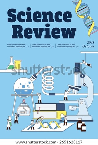 Scientific Laboratory Research or Experiment Process. Scientists Characters Working with scientific equipment. Book cover, Poster template
