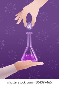 Scientific Laboratory Work. Vector illustration on the subject of Science Experiments.