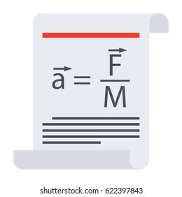 Scientific law concept with formula in page, vector illustration in flat style