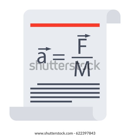 Scientific law concept with formula in page, vector illustration in flat style
