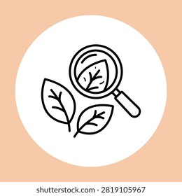 Scientific leaf inspection symbol highlighting ecological monitoring and plant study.