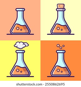 Scientific liquid chemical experiment in test tube. Chemical reaction in laboratory