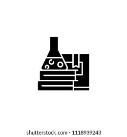 Scientific literature black icon concept. Scientific literature flat  vector symbol, sign, illustration.