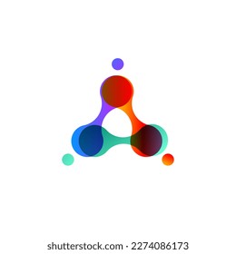 Scientific logo, abstract color bubbles. Science icon, logotype