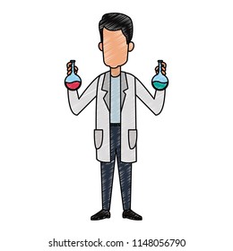 Scientific male avatar scribble