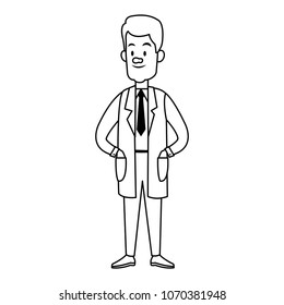 Scientific male cartoon on black and white