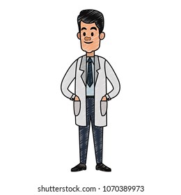 Scientific male cartoon scribble
