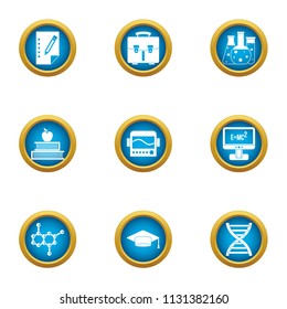 Scientific man icons set. Flat set of 9 scientific man vector icons for web isolated on white background