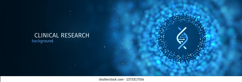 Scientific or medical research vector blue background template. Science abstract web banner with blur effect - Shutterstock ID 1373317556