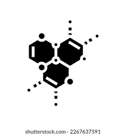 vector de icono de glifo de estructura molecular científica. signo de estructura molecular científica. ilustración de símbolo aislado