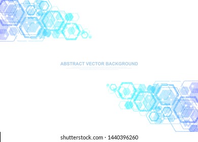 Scientific molecule background DNA double helix vector illustration with shallow depth of field. Mysterious wallpaper or banner with a DNA molecules. Health care and science innovation pattern