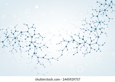 Scientific molecule background DNA double helix vector illustration with shallow depth of field. Mysterious wallpaper or banner with a DNA molecules. Health care and science innovation pattern