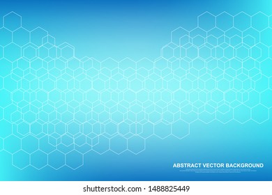 Scientific molecule background DNA double helix vector illustration with shallow depth of field. Mysterious wallpaper or banner with a DNA molecules. Health care and science innovation pattern