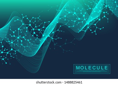 Scientific molecule background DNA double helix vector illustration with shallow depth of field. Mysterious wallpaper or banner with a DNA molecules. Health care and science innovation pattern